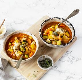 Italienische Minestrone mit Tofu
