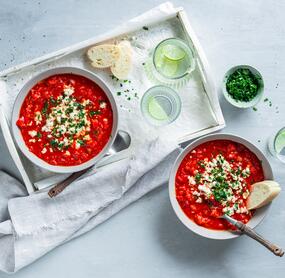 Shakshuka-Suppe mit Feta
