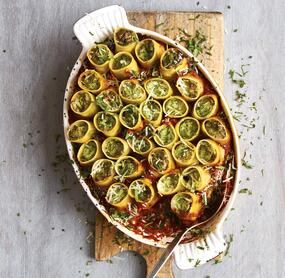 Kräuter-Ricotta-Cannelloni mit Pecorino