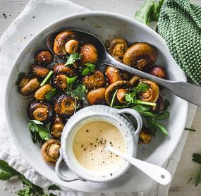 Champignons in Knoblauchsoße