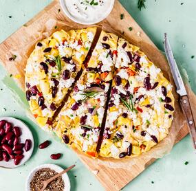 Tortilla-Omelett mit Kräuterquark