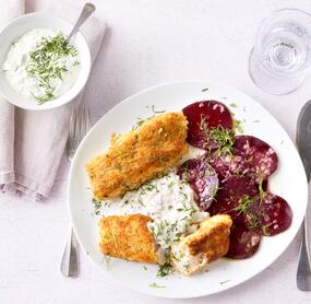 Panierter Fisch mit Remoulade