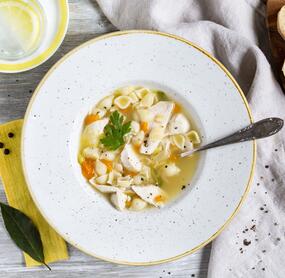 Klassische Nudelsuppe mit Hühnchen