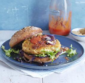 Veggie-Burger mit Tomatenketchup