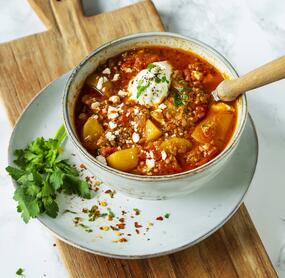 Kartoffel-Hackfleisch-Topf mit Feta