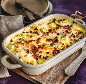 Kartoffel-Lauch-Gratin à la Flammkuchen