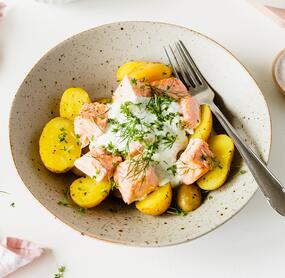 Drillinge mit Lachs und Dill-Quark