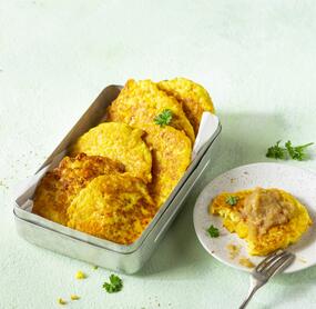 Kartoffel-Kürbis-Puffer mit gesundem Apfelmus