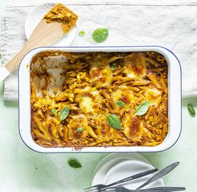 Nudelauflauf mit Mogelgemüse