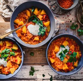 Paprika-Kartoffel-Topf mit Linsen