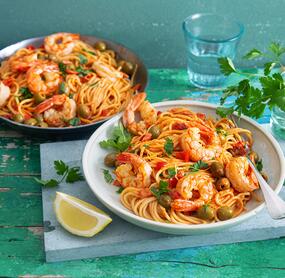 Spaghetti mit Garnelen