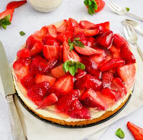Erdbeerkuchen mit Vanillepudding