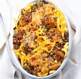 Spätzleauflauf mit Speck