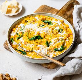 Ratz-Fatz Orzo mit Kürbis-Käse-Soße