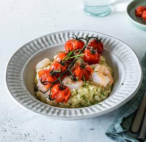 Mediterranes Risotto mit Garnelen