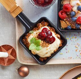 Cheesecake-Pfännchen mit Kirschkompott