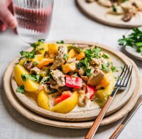 Hähnchengeschnetzeltes mit Paprika Tricolore
