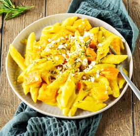 One-Pot-Pasta mit Kürbis