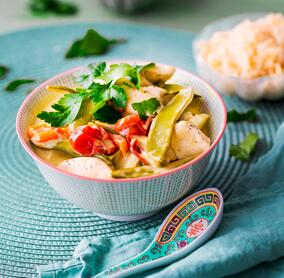 Hähnchen-Kokos-Curry mit Reis