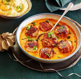 Schweinefilet mit Currysahne mit Kartoffelpüree