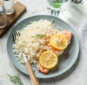 All-in-One-Lachs mit Reis