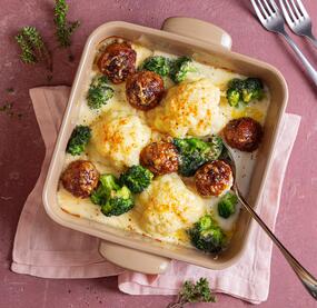 Blumenkohl-Frikadellen-Auflauf