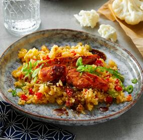 Low-Carb-Blumenkohlreis mit Lachs