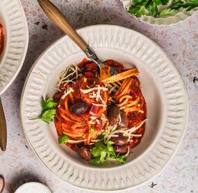 Pasta Diavolo mit Mozzarella