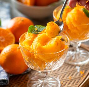 Cremiges Mandarinen-Sorbet