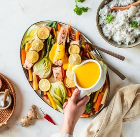 Asiatisch all in one kochen mit Fisch
