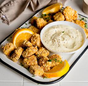 Tofu-Nuggets mit Joghurt-Orangen-Dip