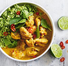 All in One Hähnchencurry mit Brokkoli-Blumenkohl-Reis