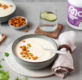 Protein-Käse-Blumenkohlsuppe