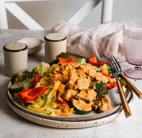 Schmandschnitzel mit Tagliatelle