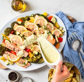 All-in-one-Lachs mit Honig-Senf-Soße im TM7