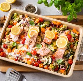 Wohlfühl-Feierabendblech mit Lachs