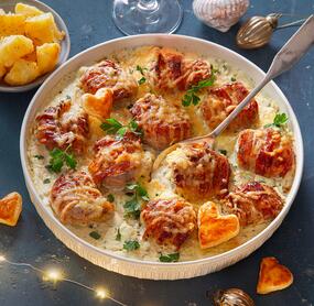 Schweinefilet mit Bressosoße und Parmesankartoffeln